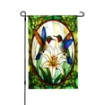 thumbnail image 1 of Amhnf Stained Glass Hummingbirds And Lily Garden Flag For Home Outdoor Garden Yard Decor 12x18 inch, 1 of 5