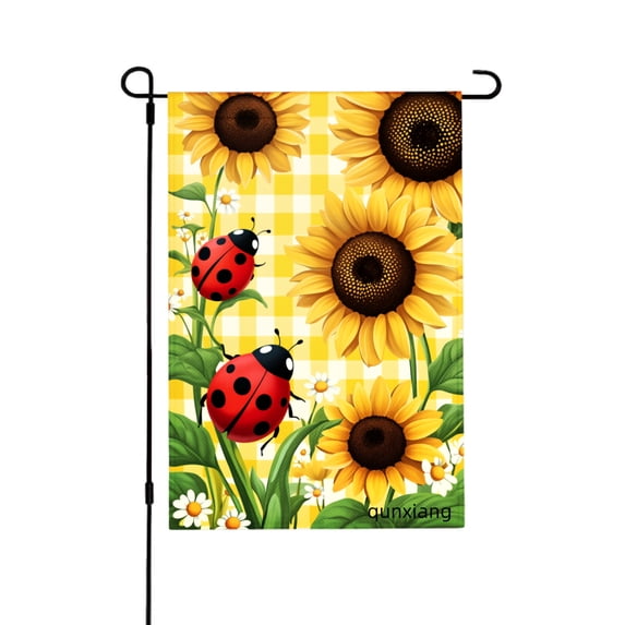 Amhnf Sunflower And Ladybug Garden Flag For Home Outdoor Garden Yard Decor 12x18 inch