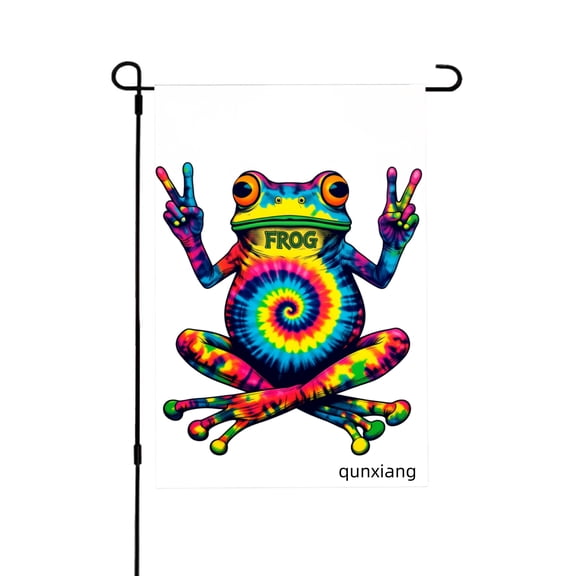 Amhnf Tie Dye Frog Garden Flag For Home Outdoor Garden Yard Decor 12x18 inch