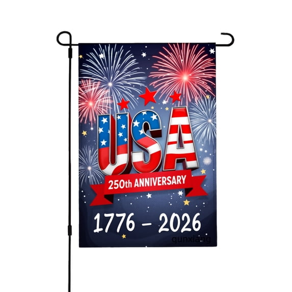 Amhnf Usa 250th Anniversary 1776 2026 Fireworks Patriotic Garden Flag For Home Outdoor Garden Yard Decor 12x18 inch