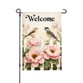 thumbnail image 1 of Amhnf Welcome Birds And Pink Peonies On White Fence Garden Flag For Home Outdoor Garden Yard Decor 12x18 inch, 1 of 5