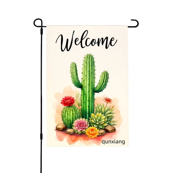 Amhnf Welcome Cactus And Succulents Garden Flag For Home Outdoor Garden Yard Decor 12x18 inch