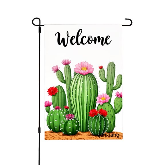 Amhnf Welcome Cactus Garden Flag For Home Outdoor Garden Yard Decor 12x18 inch
