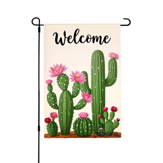 Amhnf Welcome Cactus Garden Flag For Home Outdoor Garden Yard Decor 12x18 inch