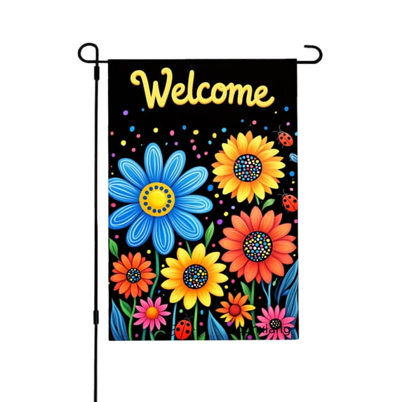 Amhnf Welcome Colorful Flowers Garden Flag For Home Outdoor Garden Yard Decor 12x18 inch