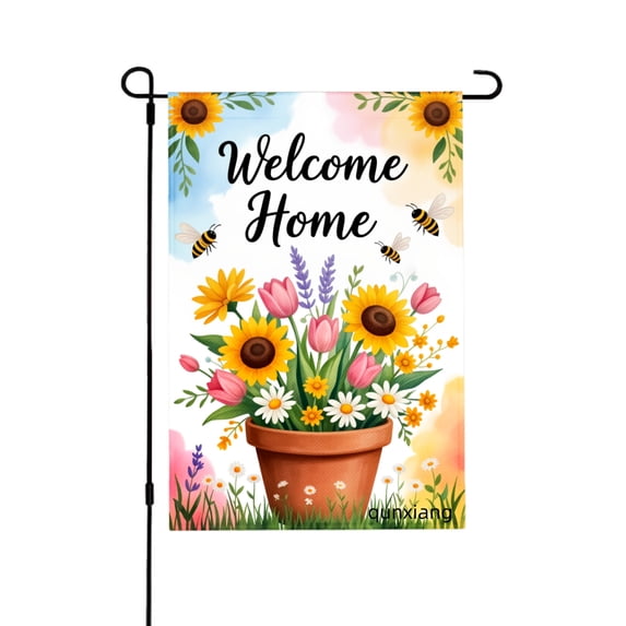 Amhnf Welcome Home Floral Garden Flag For Home Outdoor Garden Yard Decor 12x18 inch