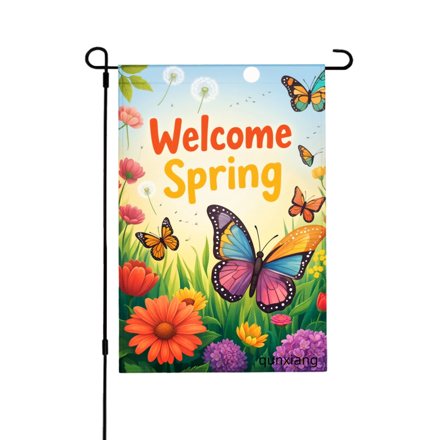 Amhnf Welcome Spring Garden Flag With Butterflies And Flowers For Home ...