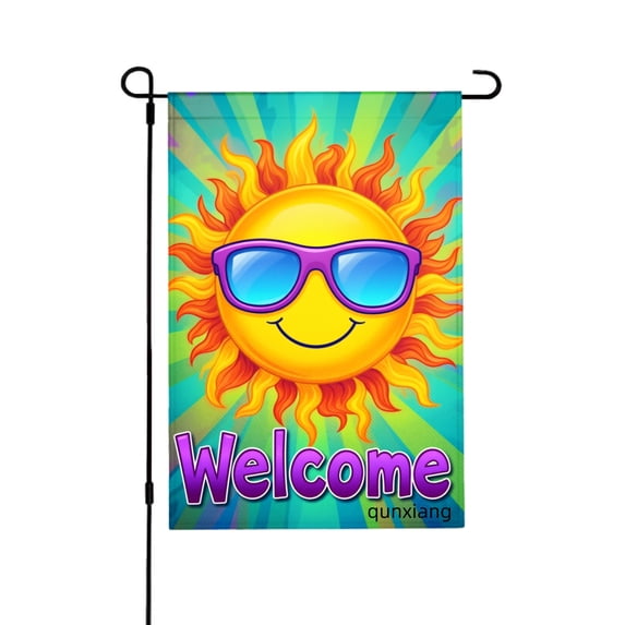 Amhnf Welcome Sun With Sunglasses Garden Flag For Home Outdoor Garden Yard Decor 12x18 inch