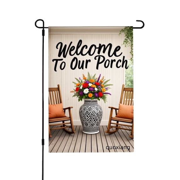 Amhnf Welcome To Our Porch Garden Flag For Home Outdoor Garden Yard Decor 12x18 inch
