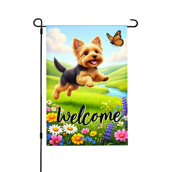 Amhnf Yorkshire Terrier Dog Welcome Garden Flag For Home Outdoor Garden Yard Decor 12x18 inch