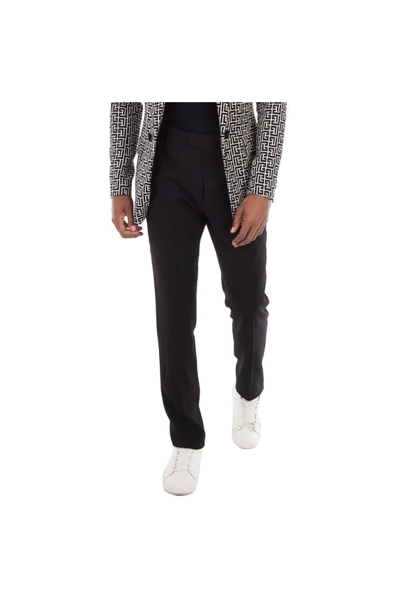 Men's Black Cigarette Tapered Trousers, Brand Size 40 (Waist Size 30")