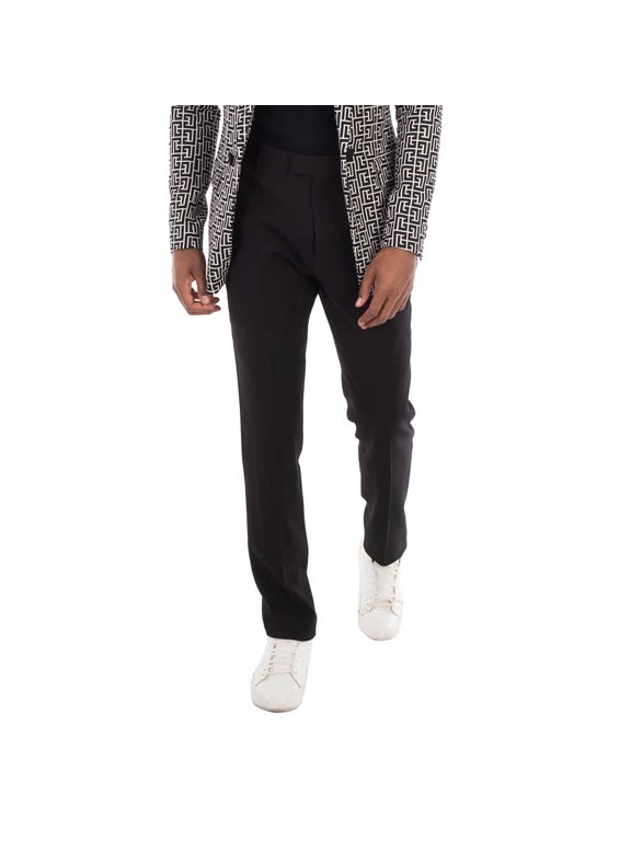 Men's Black Cigarette Tapered Trousers, Brand Size 40 (Waist Size 30")