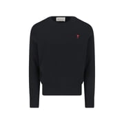 Ami Paris Black Ami De Coeur Fitted Sweater Mens