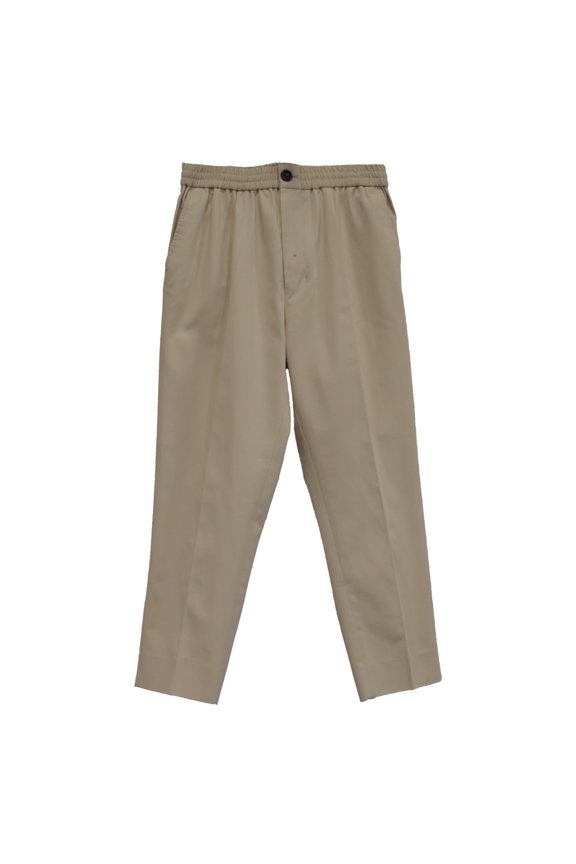 Pre-Owned Ami Mid-Rise Tapered Trousers in Beige Cotton