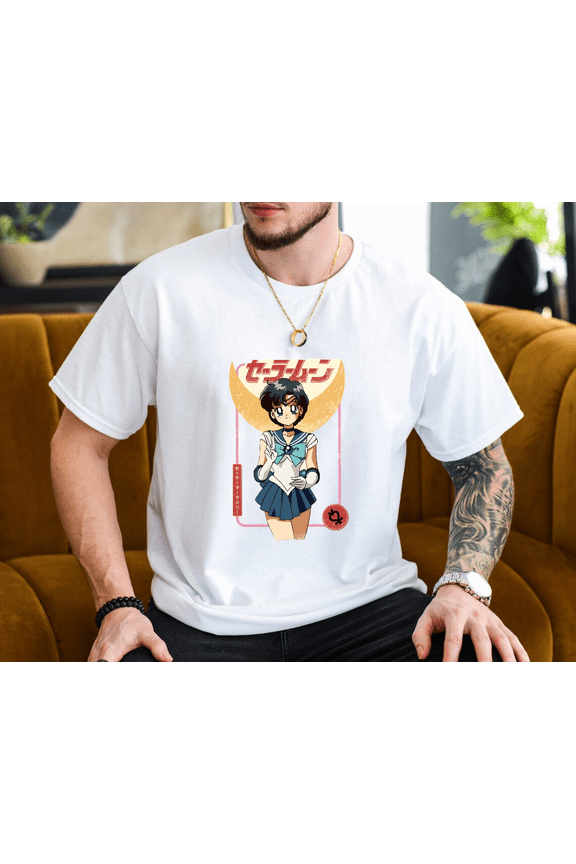 Ami Mizuno Sailor Mercury Power Comic Graphic Anime Fan Unisex T-Shirt, up to size 3XL.