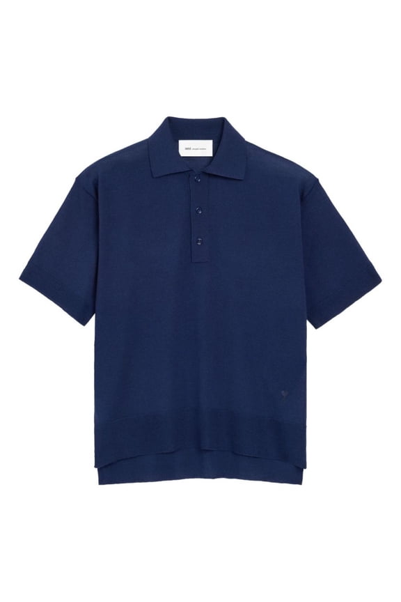 Blue Embroidered Logo Wool Polo Shirt (Men's)