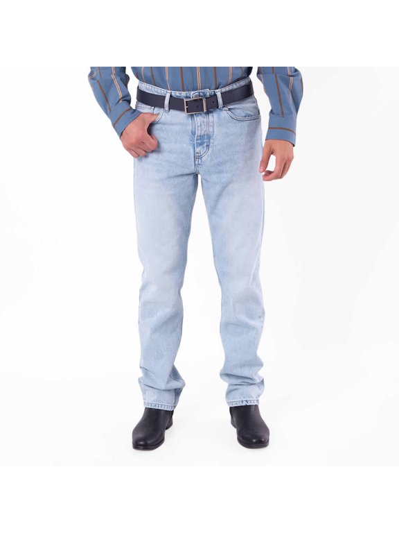 Classic Fit Bleached Blue Denim Jeans, Waist Size 35"