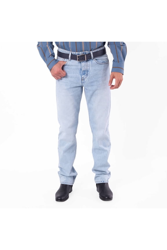 Classic Fit Bleached Blue Denim Jeans, Waist Size 35"