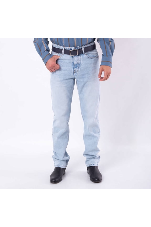 Classic Fit Bleached Blue Denim Jeans, Waist Size 35"