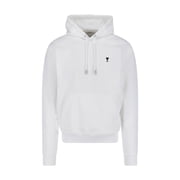 Ami Paris White Kangaroo Pocket Hoodie Mens