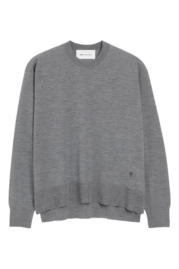 Grey Ribbed Finishes Wool Sweater (Men's)