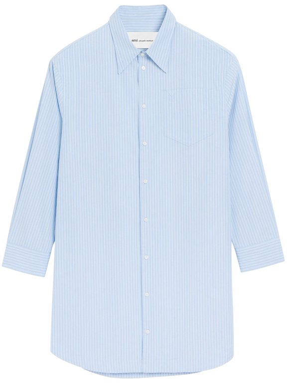 Light Blue Shirt Dress With Vertical Stripes (Women's)