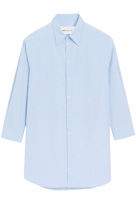 Light Blue Shirt Dress With Vertical Stripes (Women's)