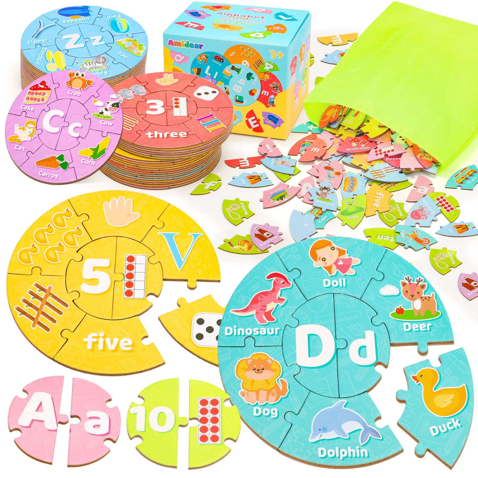 Amidear abc alphabet and mmf7 number puzzle educational preschool