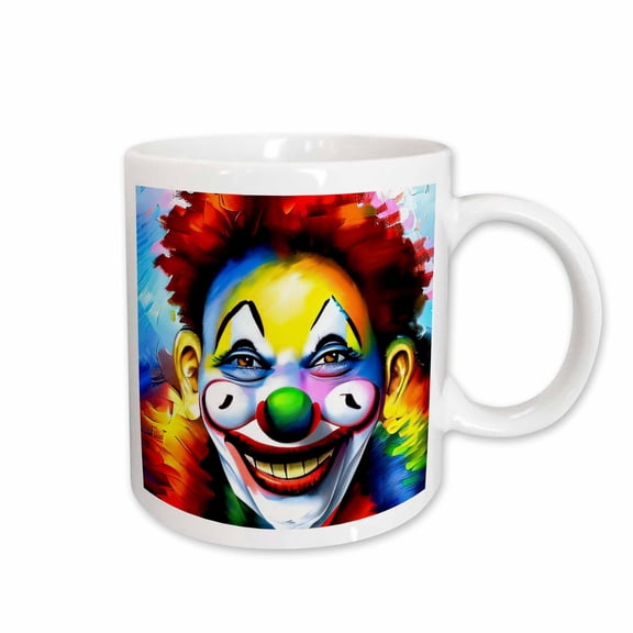 3drose, Amiable, Tasty-looking Laughing Clown. Funny and Colorful Digital Art, 11oz Mug