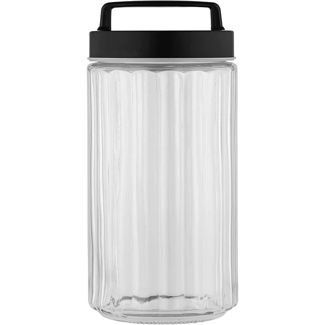 Kozo Black Glass Airtight Storage Jars With UV Protection & Humidity Pack - 2 Oz (1000ml) - Keep Spices & Coffee Fresh