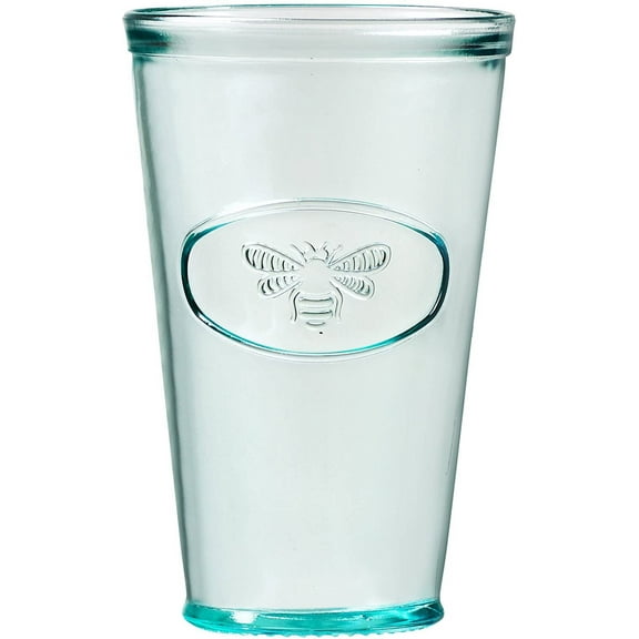 Amici Home Bee Relief Recycled 16 oz Italian Hiball Drinking Glass - Clear Green
