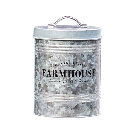 Amici Home Farmhouse Galvanized 76 oz Canister, Airtight Lid, Farmhouse Décor, Made of Alloy Steel