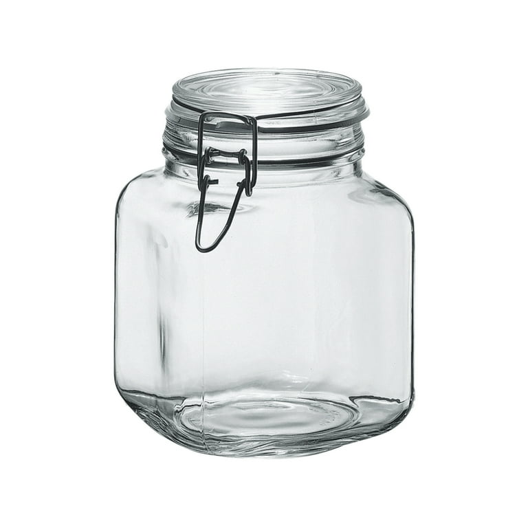 Amici Home Glass Hermetic Preserving Canning Jar Italian, Airtight Clamp  Lids, Kitchen Canisters for Flour, Cereal, Coffee, Pasta, 2-Piece, 58 oz.