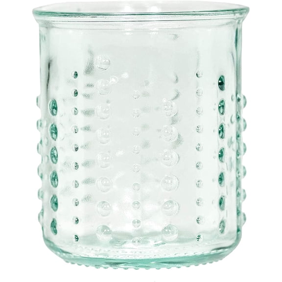Amici Home Italian Recycled 12 oz Urchin DOF Glass, Embossed Hobnail Design, Green Solid Print