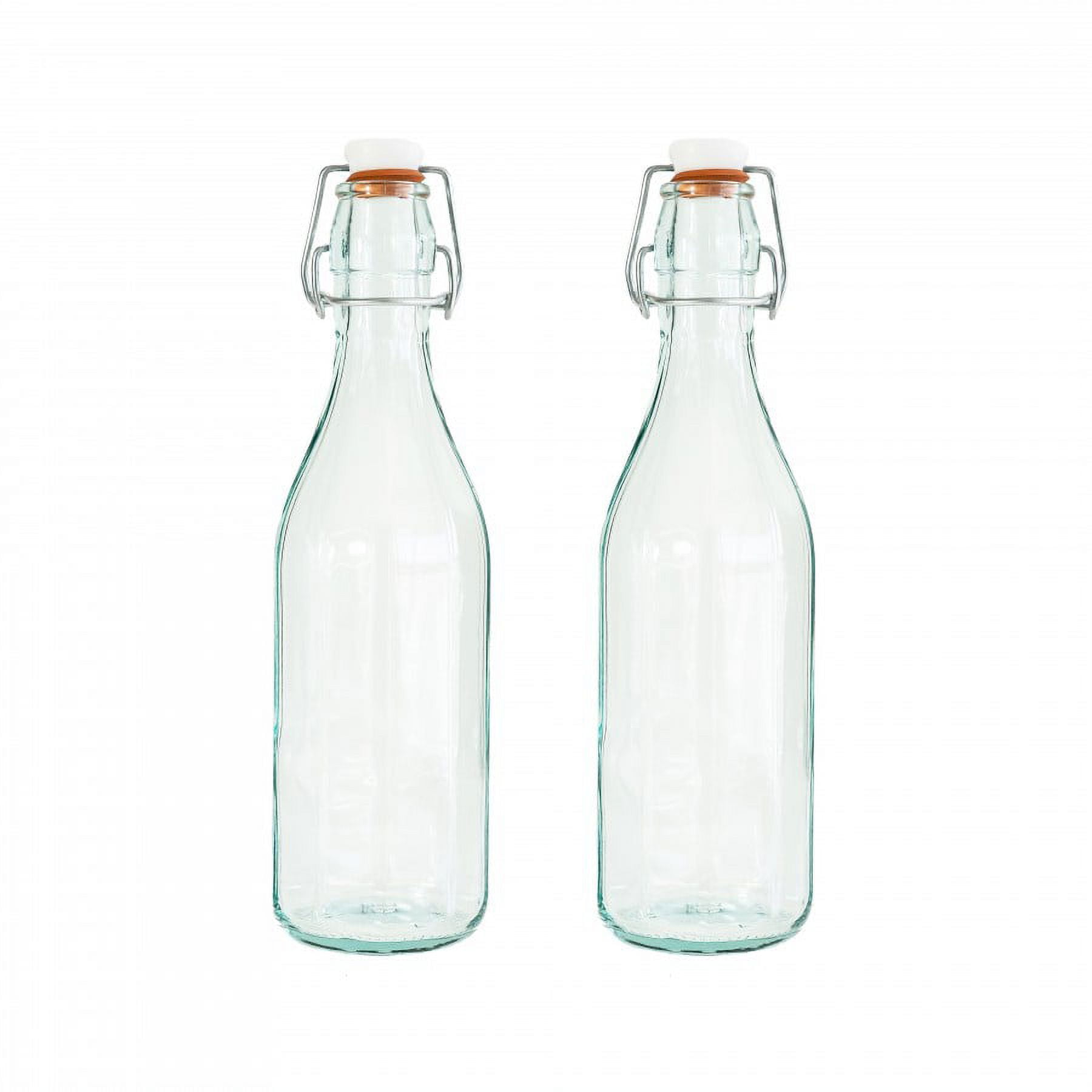 Amici Home Italian Recycled Green 25 Oz Faceted Hermetic Glass Bottles, Set  Of 2 : Target