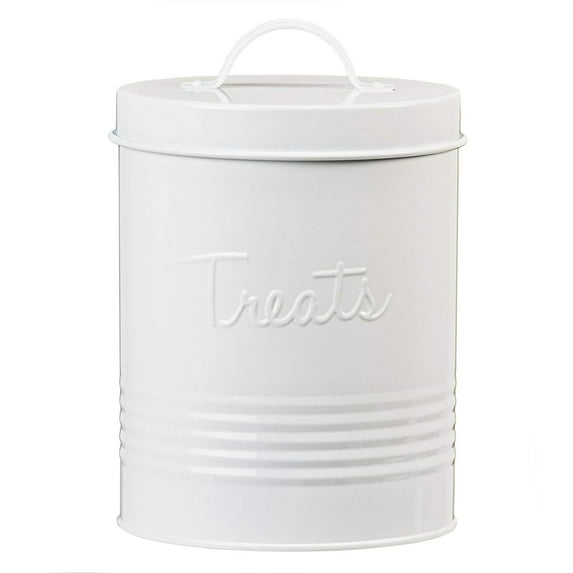 Amici Home Retro Treats Storage Canister With Lid for Pet Food White