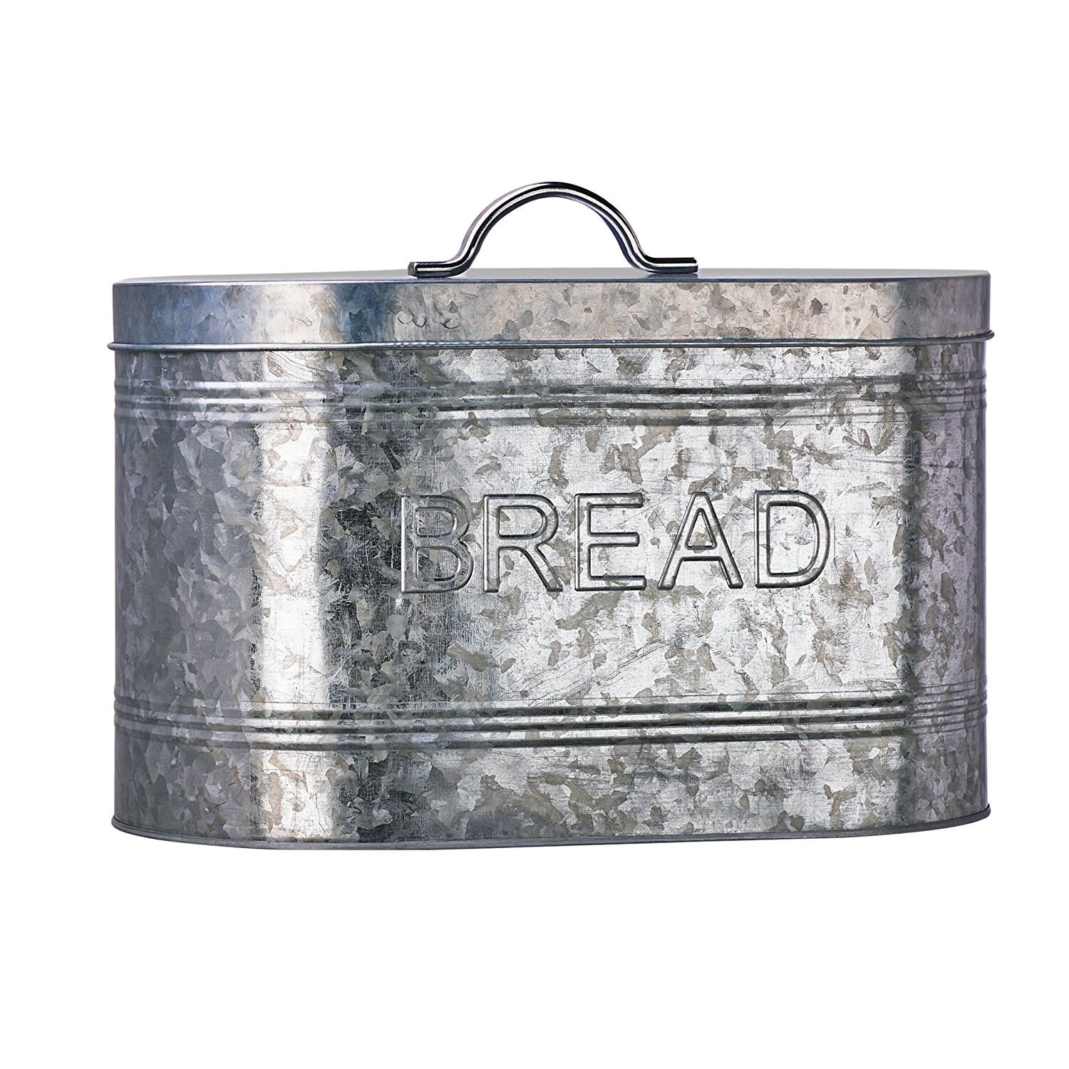 Rustic Galvanized Metal Bread Bin with Handled Lid