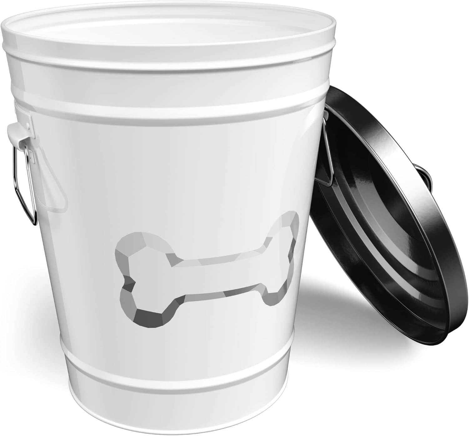 Amici Home Zentangle Pet Bone Canister | Pet Food Storage Containers | Airtight Lid | Dog Treat Jar | Farmhouse Dcor | Rustic Metal Treat Canister for Kitchen Counter (White, 17 lbs)