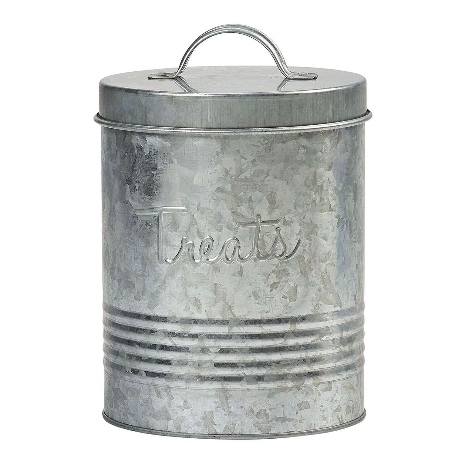 Retro Galvanized Metal Airtight Pet Treats Storage Canister