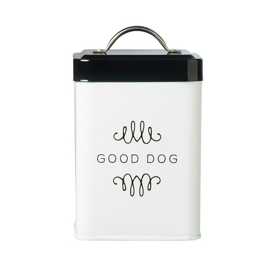 Amici Pet Treat Collection, Good Dog Metal Storage Canister, 36 oz, White (One Piece)