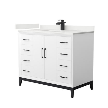Wyndham Collection Wch818142s-Qtz-Unsmxx Amici 42" Free Standing Single Basin Vanity Set -