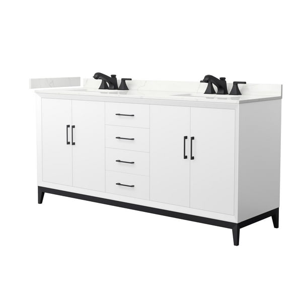 Wyndham Collection Wch818172d-Qtz-Us3mxx Amici 72" Free Standing Double Basin Vanity Set -