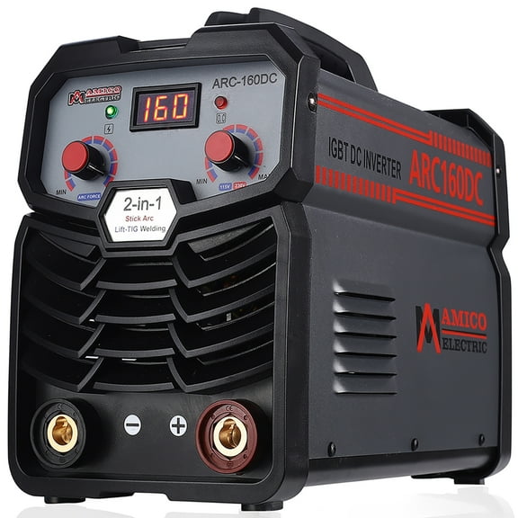 Amico ARC-160DC, 160 Amp Stick/Arc/Lift-TIG Combo Welder, 80% Duty Cycle 100-250V Wide Voltage, Use all electrodes: E6010 E6011 E6013 E7014 E7018 etc.