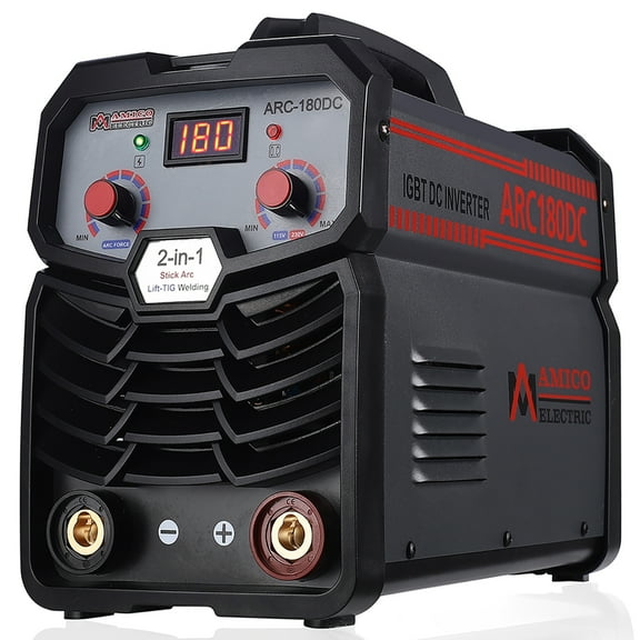 Amico ARC-180DC, 180-Amp Stick Arc & Lift-TIG Combo Welder, 100-250V Wide Voltage, 80% Duty Cycle, Compatible with all Electrodes: E6010 E6011 E6013 E7014 E7018 etc.