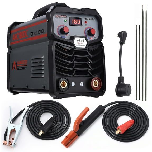 Amico ARC-180DC, 180 Amp Stick/Lift-TIG Welder, 100-250V Wide Voltage, 80% Duty Cycle, Compatible with all Electrodes