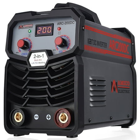 Amico ARC-200DC, 200 Amp Stick/Lift-TIG Welder, 100-250V Wide Voltage, 80% Duty Cycle, Compatible with all Electrodes