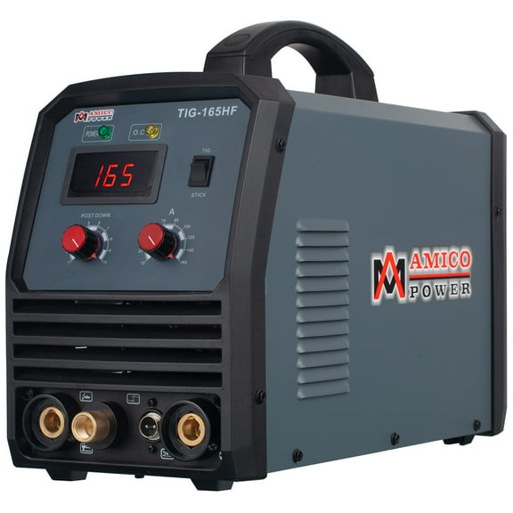 Amico TIG-165HF, 165 Amp TIG Torch Stick Arc DC Inverter Welder, High Frequency & High Voltage 100% Start, 100-250V Wide Voltage Welding Machine.