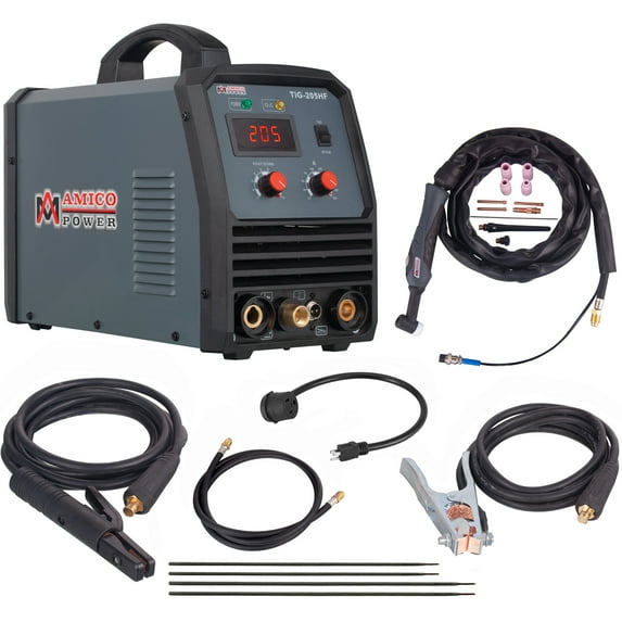 Amico TIG-205HF, 205 Amp TIG/Stick DC Welder, High Frequency & High Voltage 100% Start Welding New