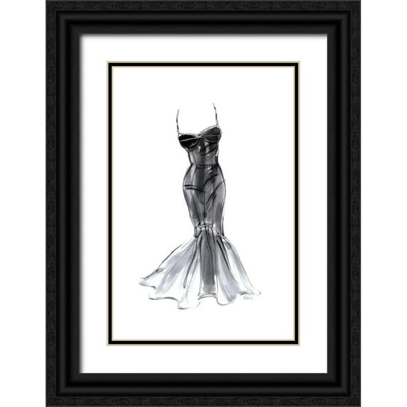 Amico, Tina 11x14 Black Ornate Wood Framed with Double Matting Museum Art Print Titled - Black Dress With Flair