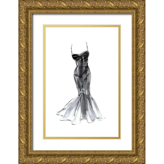 Amico, Tina 13x18 Gold Ornate Wood Framed with Double Matting Museum Art Print Titled - Black Dress With Flair